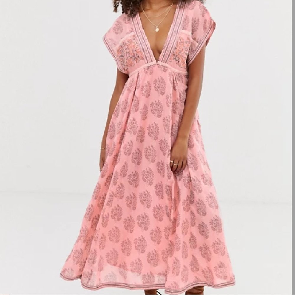 Free People Pink Floral Maxi Dress